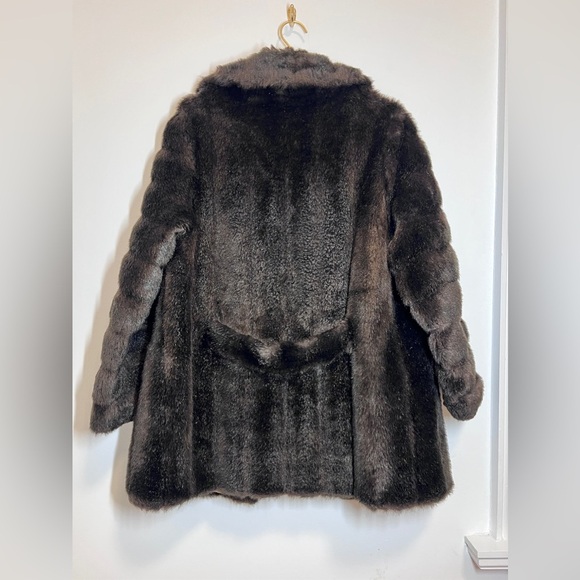 Vintage faux fur brown  swing style coat - Picture 8 of 15